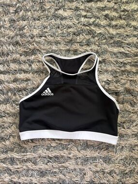 adidas Black with White Trim High-Neck Sports Bra S